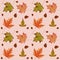 Seamless background with colorful autumn leaf doodles, bright background. Luxury pattern for creating textiles, wallpaper, paper.