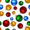 Seamless background with colorful Christmas balls.