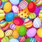 Seamless background with colorful Easter eggs. Vec