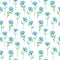 Seamless background with cornflowers. Vector. Delicate solid floral pattern.Blue little wildflowers