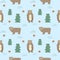 Seamless background with cute bears.