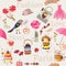 Seamless background with cute cartoon elements on fashion theme.