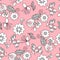 Seamless background of cute flowers. Template for fabric, packing paper, scrapbooking.