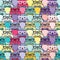 Seamless background with decorative cats in glasses