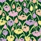 Seamless background of the decorative tulips
