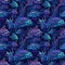 Seamless background of deep sea monsters and fish. AI generated