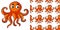 Seamless background design with orange octopus