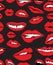 Seamless background with different red lips