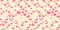Seamless background with different stylized hearts. Pink hearts on a yellow background