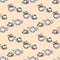 Seamless background of drawn porcelain teapots and teacups