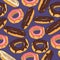 Seamless background with eclairs and donuts