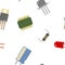 Seamless background with electronic components icons