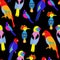 Seamless background with Exotic tropical birds paradise