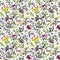 Seamless background - flowers, butterflies. Meadow floral pattern. Watercolor