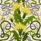 Seamless background with flowers dandelions in art nouveau style