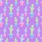 Seamless background of graphic drawings colorful cactus in pots