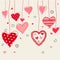 Seamless background of hand drawn stylized hearts