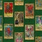 Seamless background with layout of colorful Tarot cards