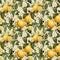 Seamless background of Mandarin Floral Pattern, Citrus Lemon Fruits, Flowers, Leaves, Limes Branches Texture, watercolor style,