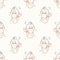 Seamless background mermaid with bubble gender neutral baby pattern. Simple whimsical minimal earthy color. Kids nursery