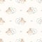 Seamless background mermaid and dolphin gender neutral baby pattern. Simple whimsical minimal earthy color. Kids nursery