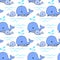 Seamless background with mother whale and baby whale