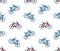 Seamless background pattern of colored bicycles