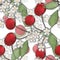 Seamless background pattern with colorful cherry and bloom