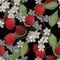 Seamless background pattern with colorful cherry and bloom on bl