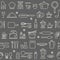 Seamless background pattern Cooking Kitchen utensil icons set