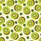 Seamless background pattern with fresh kiwis