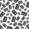 Seamless background pattern hipster style with audiocassette. Music. Sound. Retro. Magnetic tape. Analogue multimedia