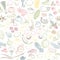 Seamless background pattern of organic farm fresh fruits and vegetables