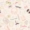 Seamless background, pattern, wallpaper, texture. Template for flyer, advertisement, banner. Vector Doodle Icons