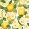 Seamless Background. Pear Slices On A White Background. Generative AI