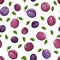 Seamless background with plums.