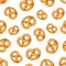 Seamless background with pretzels. Vector illustration.