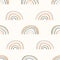 Seamless background rainbow gender neutral baby pattern. Simple whimsical minimal earthy 2 tone color. Kids nursery