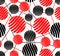 Seamless background with red and black circles