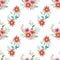 Seamless background with red flower doodles, white background. Luxury pattern for creating textiles, wallpaper, paper. Vintage.