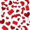 Seamless background of red hearts, arrows and lett