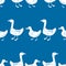 Seamless background of silhouettes of drawn ducks and geese