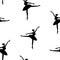 Seamless background of silhouettes graceful dancing ballerina