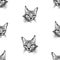 Seamless background of sketch portraits of domestic kittens