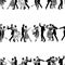 Seamless background of sketches of dancing vintage couple