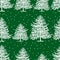 Seamless background of sketches frozen christmas trees in snowfall