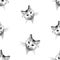 Seamless background of sketches heads domestic cats