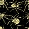 Seamless background of sketches of poisonous spiders