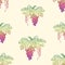 Seamless background of sketches ripe grape clusters