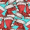 Seamless background from sketches various Santa Claus hats